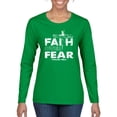 thumbnail image 1 of Wild Bobby, Faith Over Fear Psalm 118:6 White, Inspirational/Christian, Women Graphic Long Sleeve Tee, Kelly, X-Large, 1 of 3