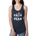 thumbnail image 1 of Wild Bobby, Faith Over Fear Psalm 118:6 White, Inspirational/Christian, Women Racerback Tank Top, Navy, Medium, 1 of 3