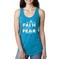 thumbnail image 1 of Wild Bobby, Faith Over Fear Psalm 118:6 White, Inspirational/Christian, Women Racerback Tank Top, Turquoise, Small, 1 of 3