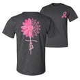 thumbnail image 1 of Wild Bobby, Faith Pink Ribbon Sunflower, Breast Cancer Awareness, Front and Back Men Graphic Tee, Heather Black, 5X-Large, 1 of 4