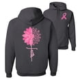 thumbnail image 1 of Wild Bobby, Faith Pink Ribbon Sunflower, Breast Cancer Awareness, Front and Back Unisex Graphic Hoodie Sweatshirt, Charcoal, Medium, 1 of 4