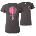 thumbnail image 1 of Wild Bobby, Faith Pink Ribbon Sunflower, Breast Cancer Awareness, Front and Back Women Graphic Tee, Charcoal, 3X-Large, 1 of 4