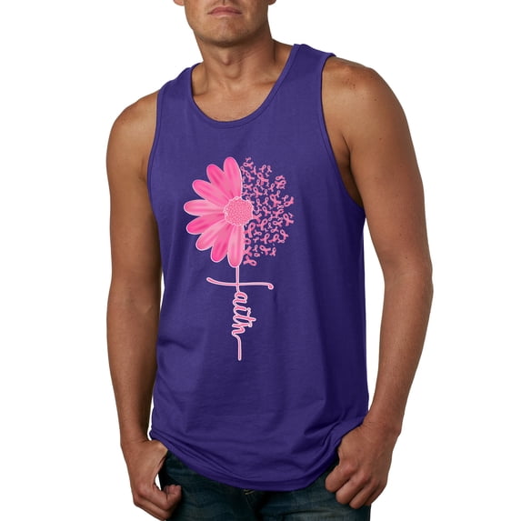 Wild Bobby, Faith Pink Ribbon Sunflower, Breast Cancer Awareness, Men Graphic Tank Top, Purple, Small