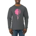 thumbnail image 1 of Wild Bobby, Faith Pink Ribbon Sunflower, Breast Cancer Awareness, Men Long Sleeve Shirt, Charcoal, Small, 1 of 5