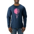 thumbnail image 1 of Wild Bobby, Faith Pink Ribbon Sunflower, Breast Cancer Awareness, Men Long Sleeve Shirt, Vintage Heather Navy, Medium, 1 of 5