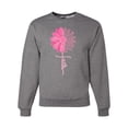 thumbnail image 1 of Wild Bobby, Faith Pink Ribbon Sunflower, Breast Cancer Awareness, Unisex Crewneck Graphic Sweatshirt, Heather Grey, 3X-Large, 1 of 5
