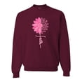 thumbnail image 1 of Wild Bobby, Faith Pink Ribbon Sunflower, Breast Cancer Awareness, Unisex Crewneck Graphic Sweatshirt, Maroon, 3X-Large, 1 of 5