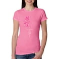 thumbnail image 1 of Wild Bobby, Faith Pink Ribbon Sunflower, Breast Cancer Awareness, Women Slim Fit Junior Tee, Hot Pink, Medium, 1 of 5