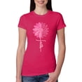 thumbnail image 1 of Wild Bobby, Faith Pink Ribbon Sunflower, Breast Cancer Awareness, Women Slim Fit Junior Tee, Raspberry, Medium, 1 of 5