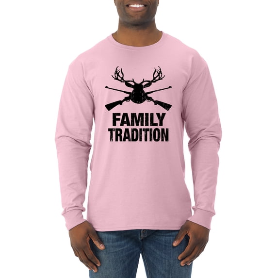 Wild Bobby, Family Tradition Buck Hunting, Hunting, Men Long Sleeve Shirt, Light Pink, Medium