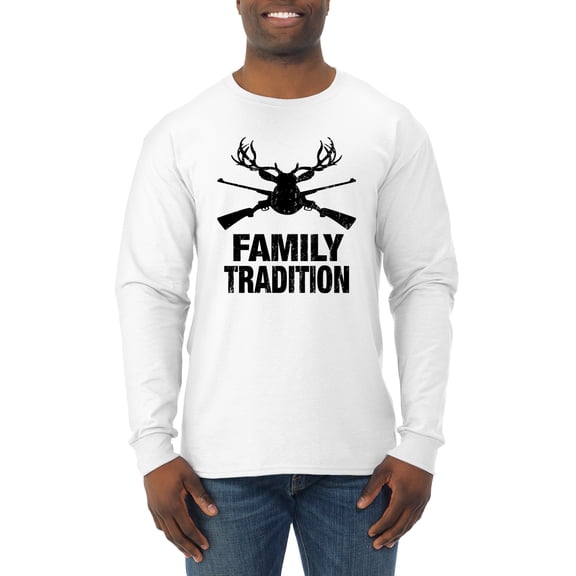Wild Bobby, Family Tradition Buck Hunting, Hunting, Men Long Sleeve Shirt, White, Medium