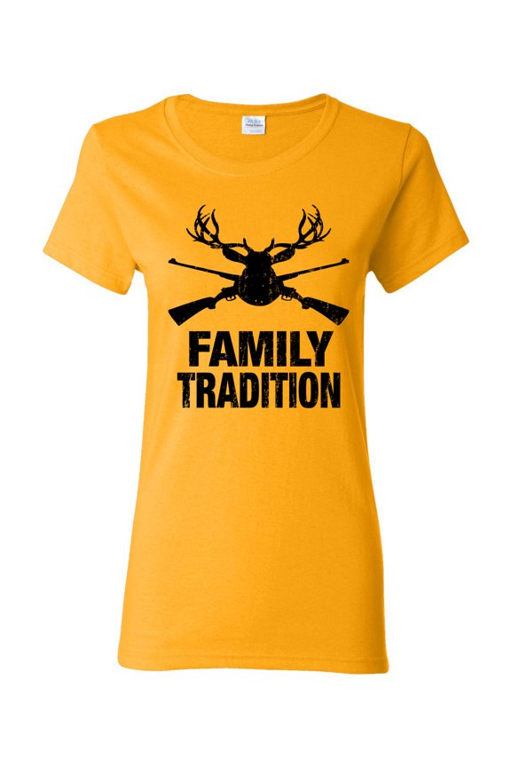 , Family Tradition Buck Hunting, Hunting, Women Graphic Tee, Gold, Small