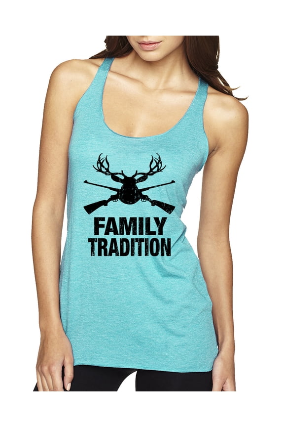 , Family Tradition Buck Hunting, Hunting, Women Tri-Blend Racerback Tank Top, Tahiti Blue, Medium