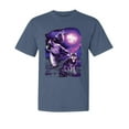 thumbnail image 1 of Wild Bobby, Fantasy Wolf Howling at The Full Moon, Animal Lover, Garment-Dyed Washed Look Short Sleeve T-Shirt, Navy, X-Large, 1 of 3