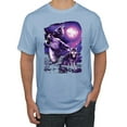 thumbnail image 1 of Wild Bobby, Fantasy Wolf Howling at The Full Moon Animal Lover Men's Graphic T-Shirt, Light Blue, Small, 1 of 3