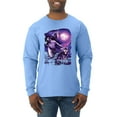 thumbnail image 1 of Wild Bobby, Fantasy Wolf Howling at The Full Moon Animal Lover Mens Long Sleeve Shirt, Light Blue, 2XL, 1 of 3