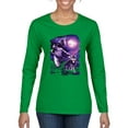 thumbnail image 1 of Wild Bobby, Fantasy Wolf Howling at The Full Moon Animal Lover Womens Graphic Long Sleeve T-Shirt, Kelly, 2XL, 1 of 3