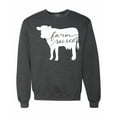 thumbnail image 1 of Wild Bobby, Farm Raised Cow Animal Lover Unisex Crewneck Graphic Sweatshirt, Heather Black, X-Large, 1 of 3