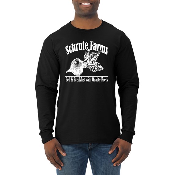 Wild Bobby, Farms Bed and Breakfast The Office, Pop Culture, Men Long Sleeve Shirt, Black, Small