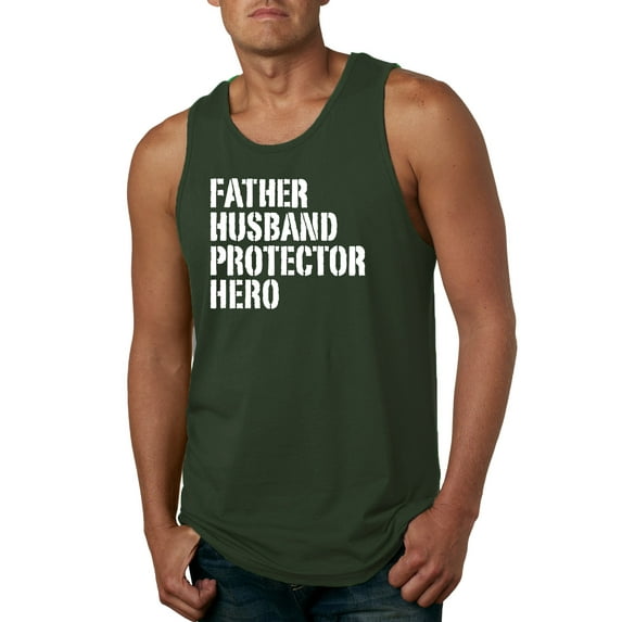 Wild Bobby,Father Husband Protector Hero Best Dad Husband Gift, Father's Day, Men Graphic Tank Top, Forest Green, Small