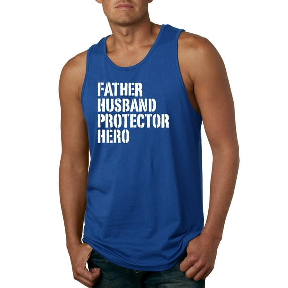 Wild Bobby,Father Husband Protector Hero Best Dad Husband Gift, Father's Day, Men Graphic Tank Top, Royal, Small