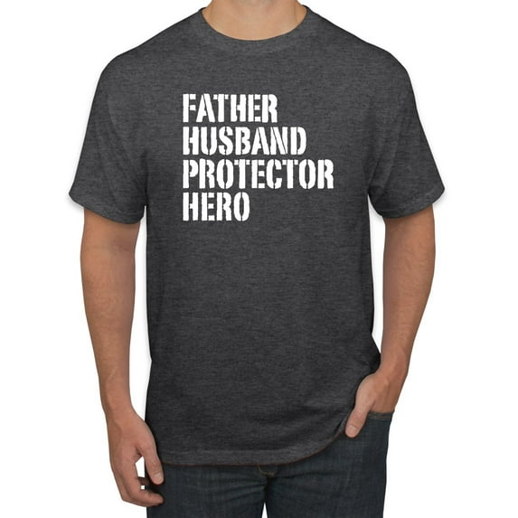 Wild Bobby,Father Husband Protector Hero Best Dad Husband Gift, Father's Day, Men Graphic Tees, Heather Black, 3XL