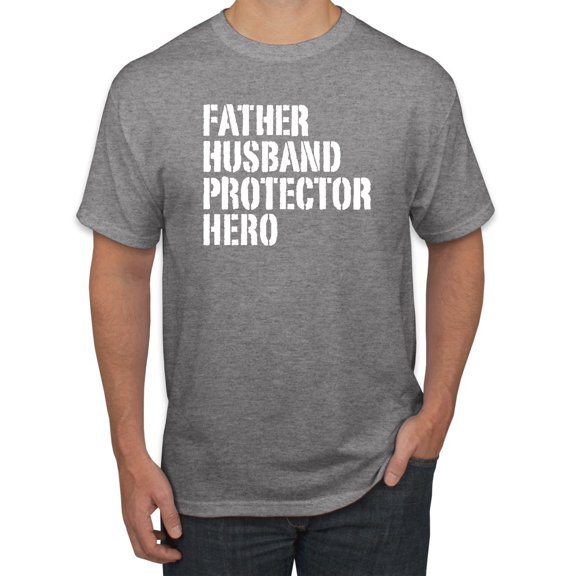 Wild Bobby,Father Husband Protector Hero Best Dad Husband Gift, Father's Day, Men Graphic Tees, Heather Grey, 3XL