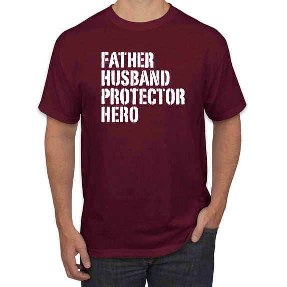 Wild Bobby,Father Husband Protector Hero Best Dad Husband Gift, Father's Day, Men Graphic Tees, Maroon, 2XL