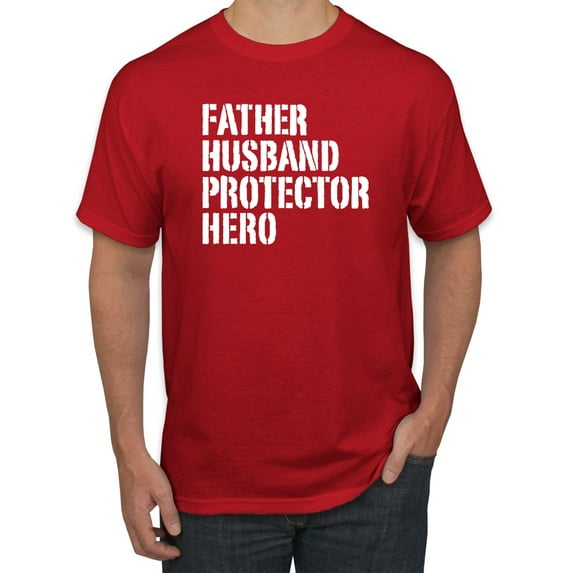 Wild Bobby,Father Husband Protector Hero Best Dad Husband Gift, Father's Day, Men Graphic Tees, Red, Large