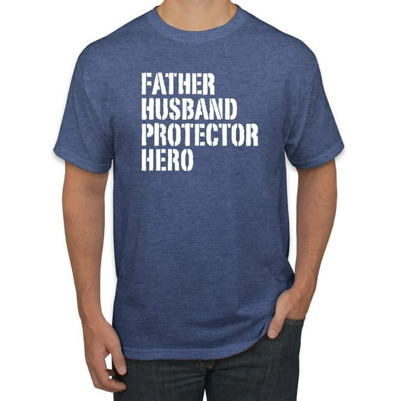 Wild Bobby,Father Husband Protector Hero Best Dad Husband Gift, Father's Day, Men Graphic Tees, Vintage Heather Blue, 4XL