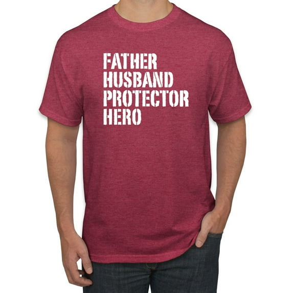 Wild Bobby,Father Husband Protector Hero Best Dad Husband Gift, Father's Day, Men Graphic Tees, Vintage Heather Red, Small