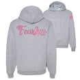 thumbnail image 1 of Wild Bobby, Fearless Pink Ribbon Support Warrior Women, Breast Cancer Awareness, Front and Back Unisex Graphic Hoodie Sweatshirt, Heather Grey, X-Large, 1 of 4