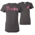 thumbnail image 1 of Wild Bobby, Fearless Pink Ribbon Support Warrior Women, Breast Cancer Awareness, Front and Back Women Graphic Tee, Charcoal, XX-Large, 1 of 4