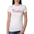 thumbnail image 1 of Wild Bobby, Fearless Pink Ribbon Support Warrior Women, Breast Cancer Awareness, Women Slim Fit Junior Tee, White, Large, 1 of 5