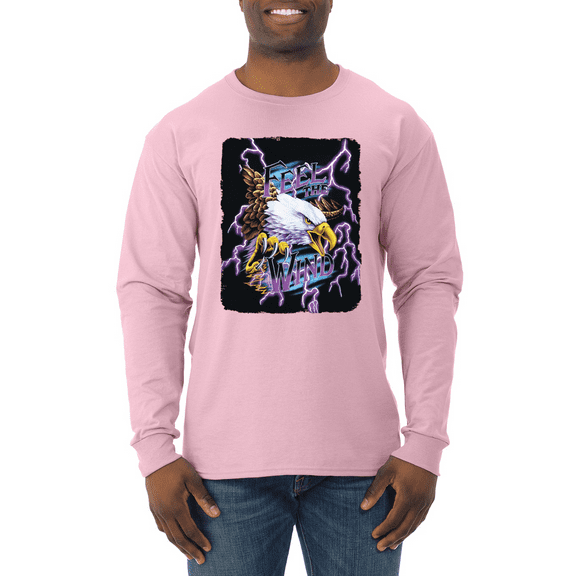 Wild Bobby, Feel the Wind Retro Heavy Metal Bald Eagles Animal Lover Mens Long Sleeve Shirt