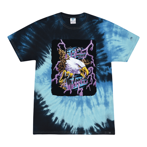 Wild Bobby, Feel the Wind Retro Heavy Metal Bald Eagles Animal Lover Tie-Dye T-Shirt