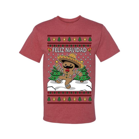 Wild Bobby Feliz Navidad Dancing Gingerbread Man Sweater | Holiday Men Tee