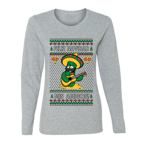 Wild Bobby Feliz Navidad Mis Amigos! Christmas Sweater | Funny Holiday Women Graphic Long Sleeve Tee