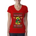 thumbnail image 1 of Wild Bobby Feliz Navidad Mis Amigos! Christmas Sweater | Funny Holiday Women Junior Fit V-Neck Tee, 1 of 4
