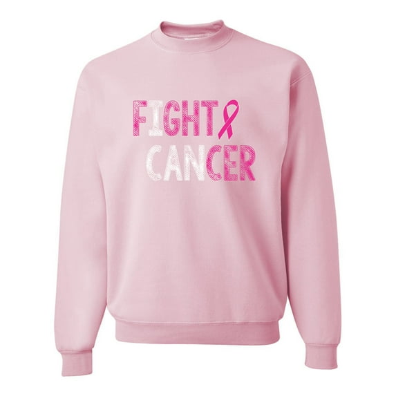 Fight Cancer Ribbon Unisex Crewneck Graphic Sweatshirt, Light Pink, 2XL