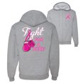 thumbnail image 1 of Wild Bobby, Fight for a Cure Fight Support, Breast Cancer Awareness, Front and Back Graphic Zip Up Hoodie Sweatshirt, Heather Grey, Small, 1 of 4