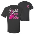 thumbnail image 1 of Wild Bobby, Fight for a Cure Fight Support, Breast Cancer Awareness, Front and Back Men Graphic Tee, Charcoal, 4X-Large, 1 of 4