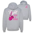 thumbnail image 1 of Wild Bobby, Fight for a Cure Fight Support, Breast Cancer Awareness, Front and Back Unisex Graphic Hoodie Sweatshirt, Heather Grey, X-Large, 1 of 4