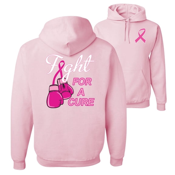 Wild Bobby, Fight for a Cure Fight Support, Breast Cancer Awareness, Front and Back Unisex Graphic Hoodie Sweatshirt, Light Pink, X-Large