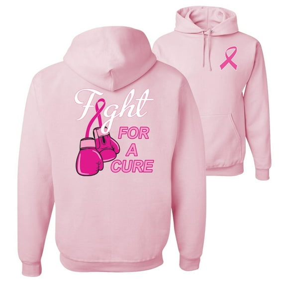 Wild Bobby, Fight for a Cure Fight Support, Breast Cancer Awareness, Front and Back Unisex Graphic Hoodie Sweatshirt, Light Pink, XX-Large