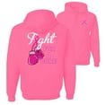 thumbnail image 1 of Wild Bobby, Fight for a Cure Fight Support, Breast Cancer Awareness, Front and Back Unisex Graphic Hoodie Sweatshirt, Neon Pink, Large, 1 of 4