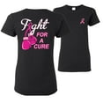 thumbnail image 1 of Wild Bobby, Fight for a Cure Fight Support, Breast Cancer Awareness, Front and Back Women Graphic Tee, Black, Small, 1 of 4