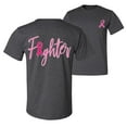 thumbnail image 1 of Wild Bobby, Fighter Breast Cancer Survivor, Breast Cancer Awareness, Front and Back Men Graphic Tee, Heather Black, Large, 1 of 4