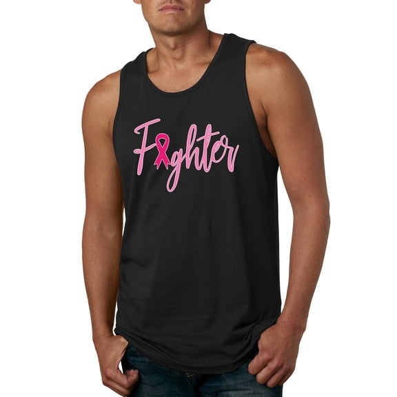 Wild Bobby, Fighter Breast Cancer Survivor, Breast Cancer Awareness, Men Graphic Tank Top, Black, Small