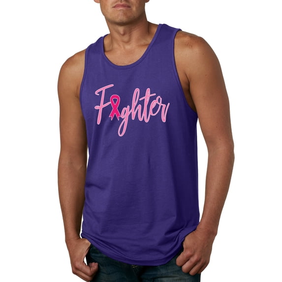 Wild Bobby, Fighter Breast Cancer Survivor, Breast Cancer Awareness, Men Graphic Tank Top, Purple, XX-Large